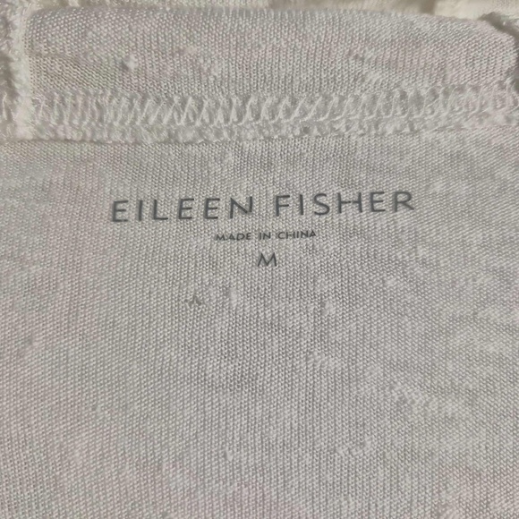 Eileen Fisher 100% Linen Eggshell White Pullover Hooded Costal Chic Sweatshirt M - Picture 7 of 11